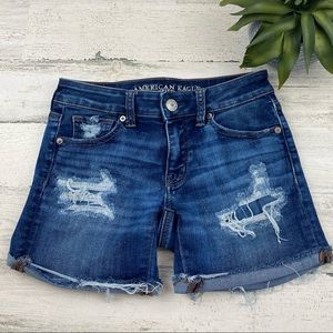 AEO super super stretch x midi shorts size 0